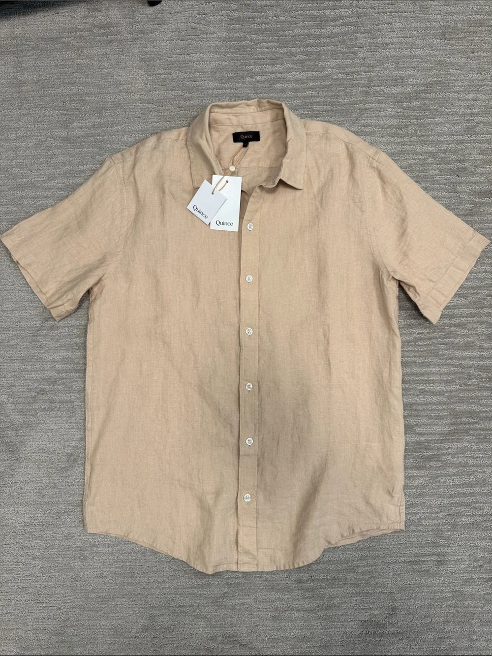 Quince NWT 100% European Linen Relaxed Short Sleeve Shirt Medium in Driftwood - Picture 7 of 10